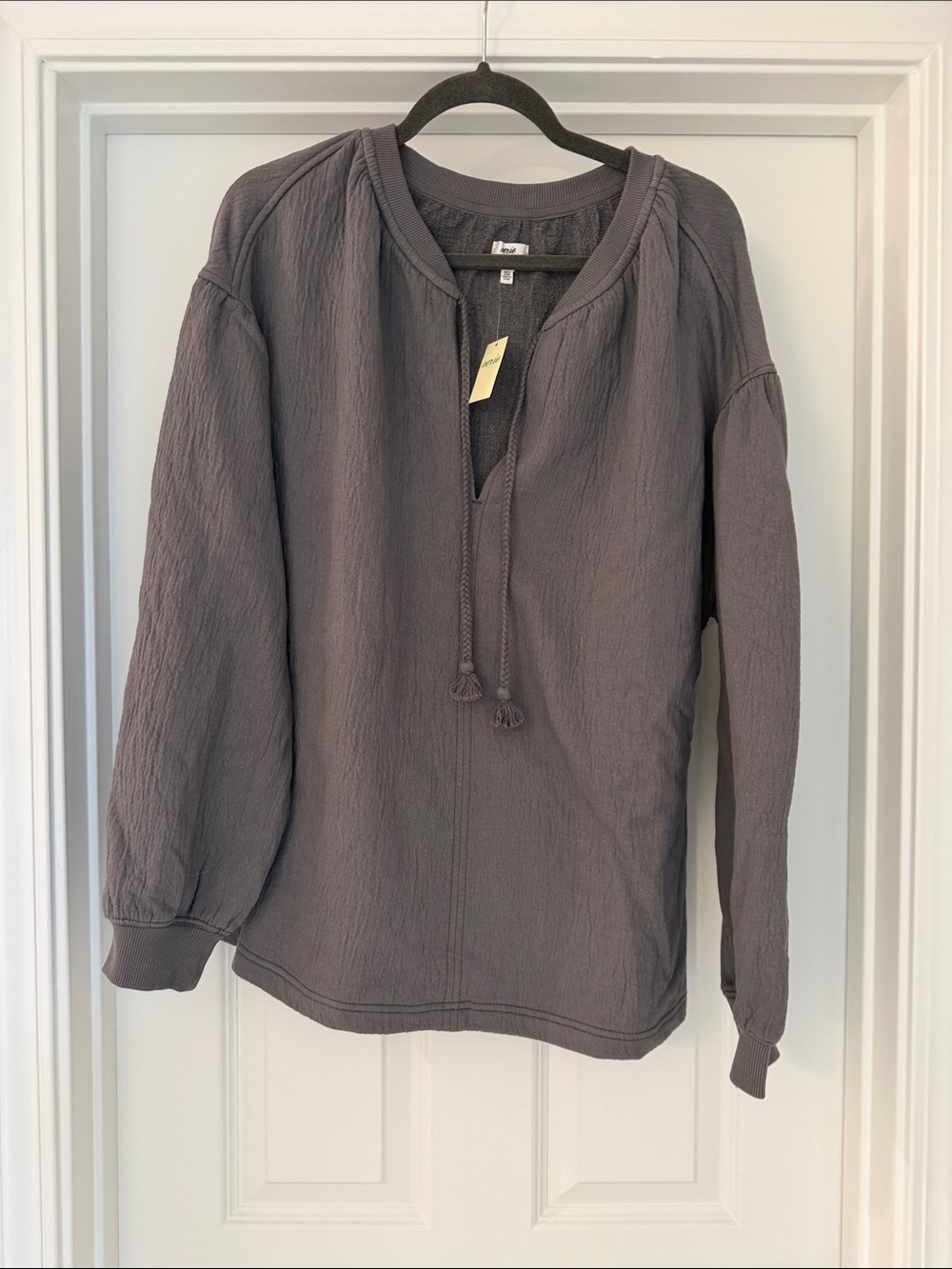 aerie women’s V-Neck Tassel Pullover Sweater - Gray